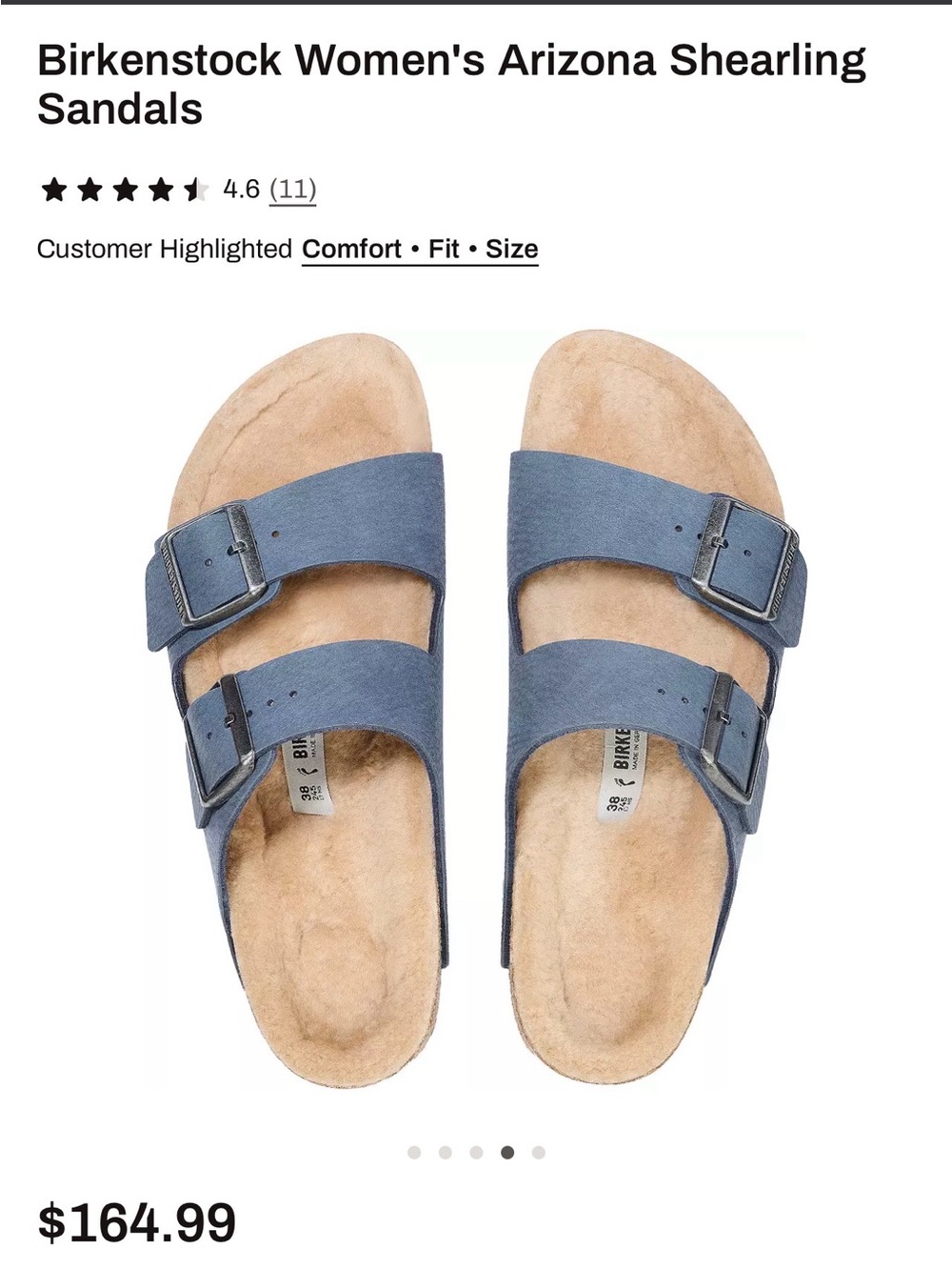 Birkenstock Arizona Shearling Sandals in Blue and Black - Picture 2 of 9
